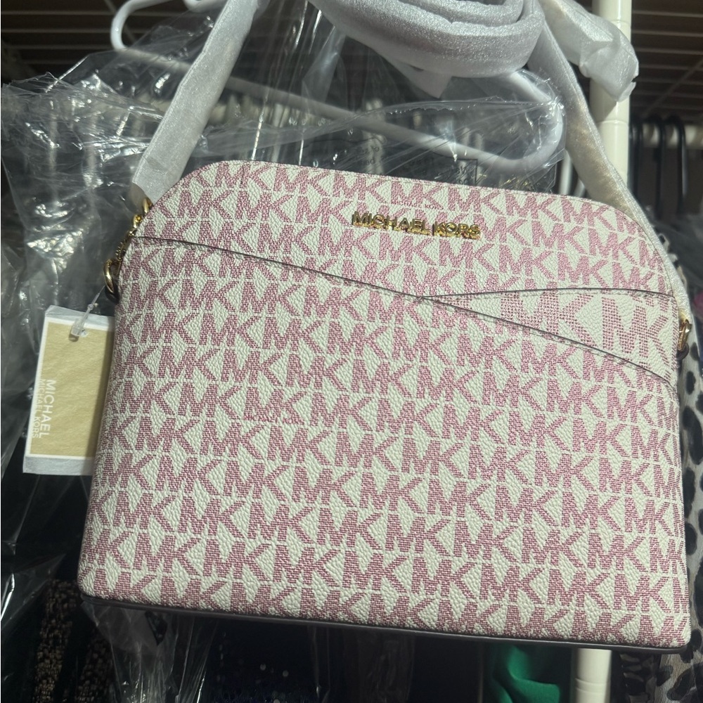 Michael Kors Pink and White Crossbody Bag